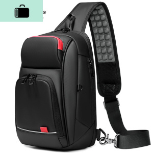 胸包男士大容量单肩斜跨小背包新款时尚潮牌流休闲胸前男包包NEW LAKE 典雅黑男士腰包 典雅黑