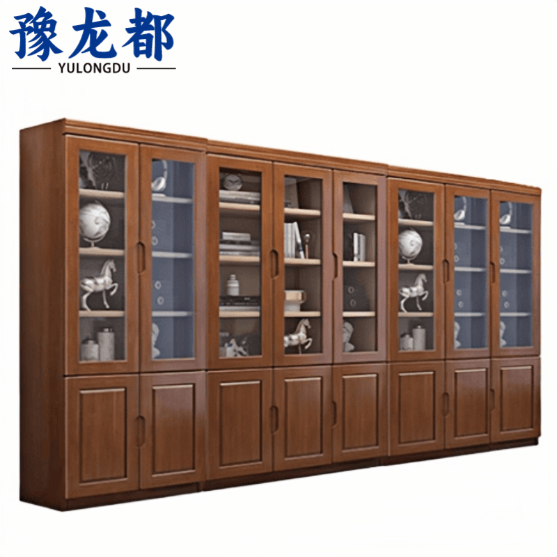 豫龙都实木书柜展示柜八门个