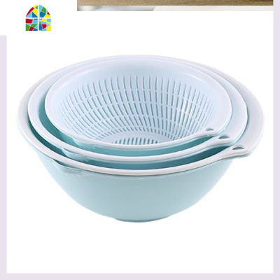 加厚蔬果塑料兰子洗菜篮厨房控水商用溧水水果盆过滤水果盘网 FENGHOU 方形3件套(6个)