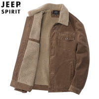 JEEP吉普棉衣男加绒加厚灯芯绒中年棉服冬季保暖外套