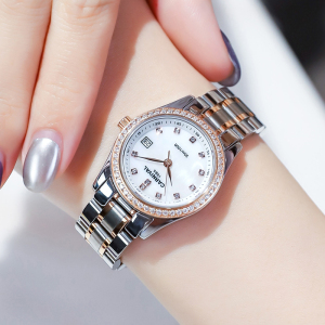 正品嘉年华Carnival手表女士石英表 女表水钻时尚休闲潮流简约防水表钢带带日历新款女表8061