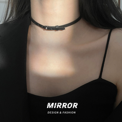 颈链女黑皮绳choker项链锁骨链韩国网红气质时尚轻奢小众设计ins送女朋友老婆情人节七夕生日礼物