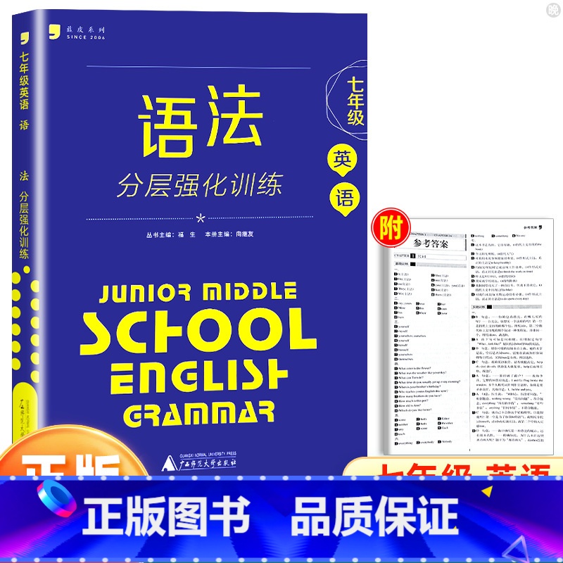 国一 初中通用 [正版]蓝皮英语系列七八九年级英语语法分层强化训练 初一二三789年级上册下册语法培优提升专项训练初中英