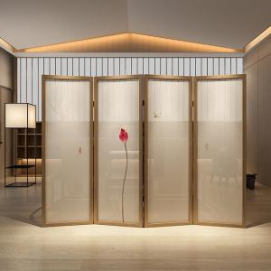 BONJEAN新中式屏风折屏折叠隔断装饰客厅卧室可移动素雅荷花进遮挡玄关