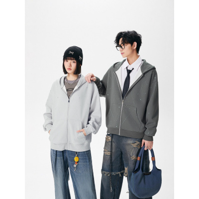 涂鸦开衫连帽卫衣男秋季新款韩版潮牌拉链外套情侣款