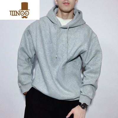 YANXU灰色卫衣男生连帽衫oversize美式潮牌ins宽松套头休闲