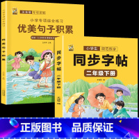 [二年级下册]同步字帖+注音优美句子 [正版]二年级下册语文同步练字帖人教版小学生一类二类字每日打卡硬笔书法学生书写临摹
