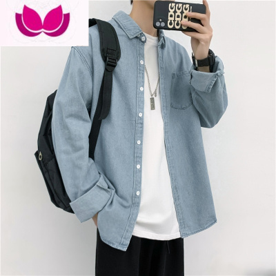 七斓牛仔夹克原宿风韩版潮流青年男装工装衬衣宽松港风休闲外套