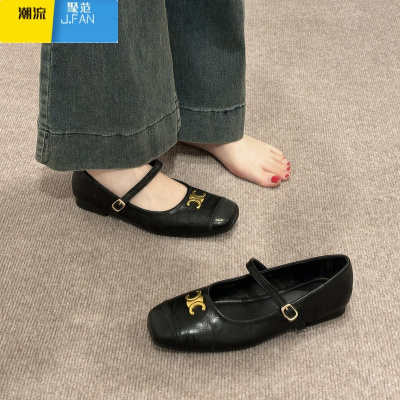 聚范版~法式晚风气质小皮鞋女2024新款平底复古单鞋玛丽珍鞋