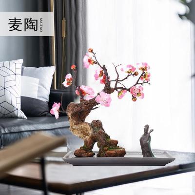 美帮汇玄关装饰品样板间软装摆件仿真新中式迎客松盆景绿植客厅酒店家居