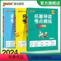 名著导读七八九年级三本 全国通用 [正版]2024名著导读考点精练初中全套七八九年级人教版名著详解pass绿卡图书初一二
