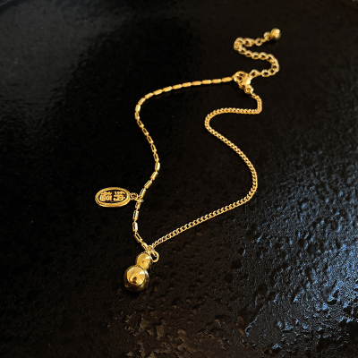 2023新款镀18K金葫芦脚链女高级感小众轻奢设计不掉色学生脚环送女朋友老婆情人节七夕生日礼物