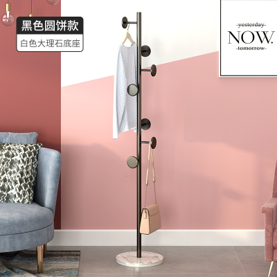 晋舰 大理石铁艺衣帽架落地简易衣服卧室家用置物收纳简约现代挂衣架子 白色大理石+黑色圆饼