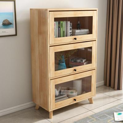 森美人北欧实木书柜组合20MM厚板玻璃书架置物架家用储物柜展示柜防尘