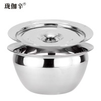 珑伽辛 不锈钢加厚带盖油鼓油盆 10英寸/个