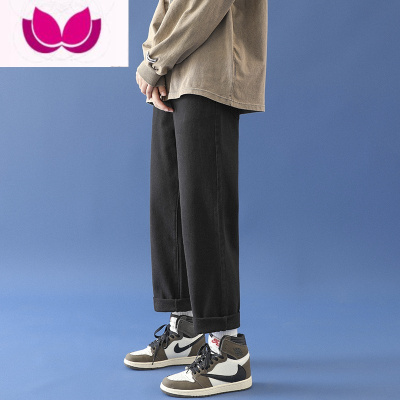 七斓牛仔裤男高街宽松直筒阔腿潮牌ins高街春季男裤子潮流痞帅九分裤