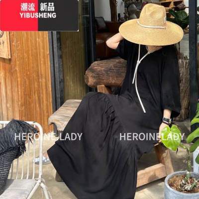 YIBUSHENG[醒时春山]HL斜纹棉绸显瘦气质时尚季休闲简约设计感连衣裙