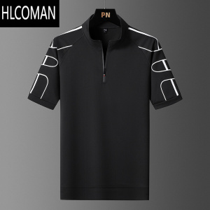 HLCOMAN男士短袖t恤速干上衣翻领专业健身跑步训练衣服半袖运动polo衫潮