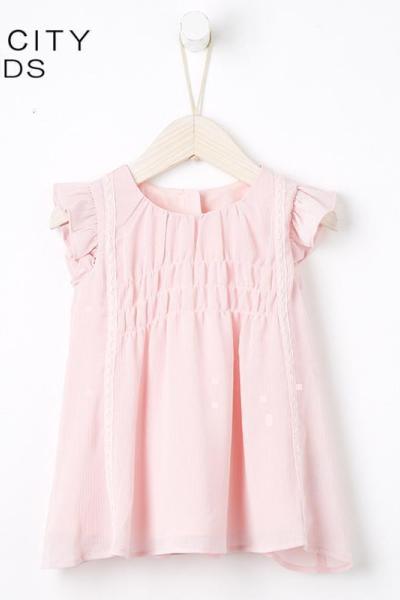 [2件2折价:55]米喜迪mecity童装夏装新款女婴童连衣裙飞袖梭织宝宝洋气裙