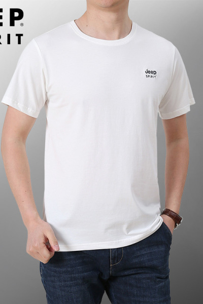 JEEP SPIRIT吉普新款夏季圆领宽松大码纯棉短袖T恤男夏装上衣