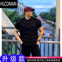 HLCOMAN220g收袖口短袖男夏季美式健身运动正肩t恤cleanfit半袖