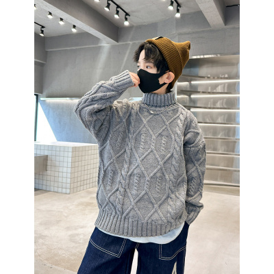 男童毛衣秋冬款新款洋气男孩针织衫中大童儿童线衣高领冬季潮