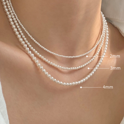 s925纯银强光正圆施家珍珠项链高级感轻奢小众叠戴锁骨链颈链送女朋友老婆情人节七夕生日礼物