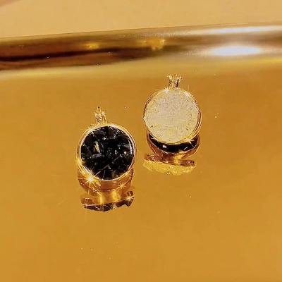 时尚百搭黑白双面耳扣耳环2025新款韩小香风精致简约气质耳环耳饰送女朋友老婆情人节七夕生日礼物