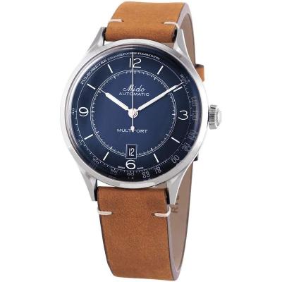 Mido瑞士手表男舵手系列“传承者”长动能商务皮带自动机械男士腕表