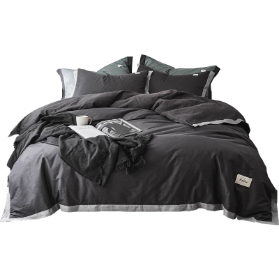 美帮汇四件套全棉全棉 欧式 气质简约男士被套欧美风床单北欧床套三件套