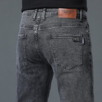 牛仔裤男2024春秋韩版休闲裤中年男士宽松直筒商务裤修身直筒长裤_856