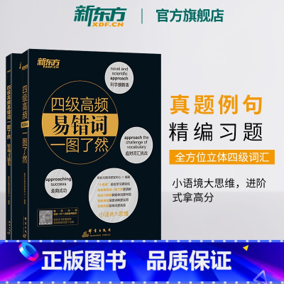 [正版]四级高频易错词一图了然(全2册) 备考2025年6月 思维背单词习题集真题例句 词语联想 cet4级黑宝书籍
