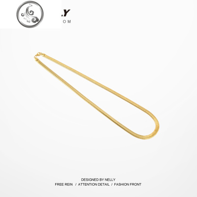 夜店酒吧舞台 钢骨链扁形钢金银色款蛇骨链 钛钢项链潮男项链挂饰 JiMi