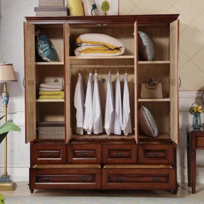 美式乡村衣柜全实木欧式四五主卧室橡木家具原木家用轻奢大衣橱