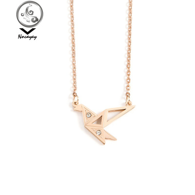日韩千纸鹤闺蜜项链一对森系简约气质锁骨链女情侣吊坠生日 JiMi