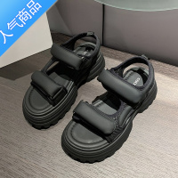 SUNTEK运动凉鞋女2023年夏季外穿新款松糕厚底罗马鞋超火魔术贴沙滩凉鞋