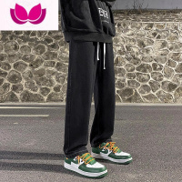 七斓烟灰色牛仔裤男夏宽松阔腿长裤子男士薄款痞帅休闲潮牌直筒