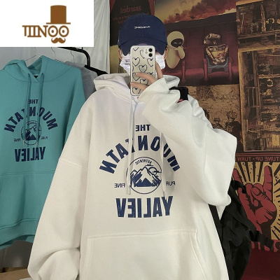 YANXU港味连帽卫衣男加绒加厚上衣潮流宽松情侣外套