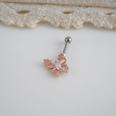 韩国直送立体镶钻蝴蝶耳骨钉别致一字形耳蜗钉钛钢杆球堵送女朋友老婆情人节七夕生日礼物