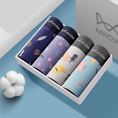 猫人男士内裤男生纯棉四角裤全棉抗菌男式印花青少年平角裤头男款