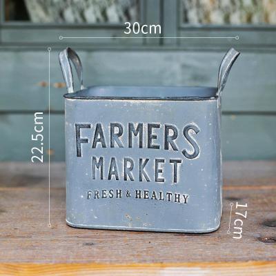 美帮汇欧式铁艺手提花桶花篮复古装饰花器干花插花摆设铁皮花盆 铁艺花桶(大号) 大