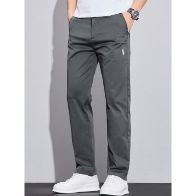 男士直筒休闲裤春秋款加厚弹力修身长裤商务潮牌刺绣男裤新款