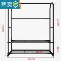 敬平落地晾衣架家用铁艺卧室挂衣架单杆式阳台衣帽架简易凉衣服架子 衣架Y30120黑色 加厚管壁