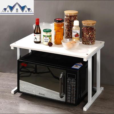 厨房置物架调料架微波炉架储物收纳架免打孔落地双层桌面烤箱架子 三维工匠