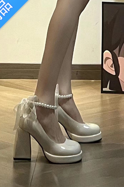 SUNTEK粗跟高跟鞋女2023春秋设计感小众名媛温柔配裙旗袍法式玛丽珍鞋女