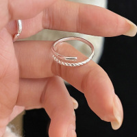 韩国冷淡风S925纯银细版交叉戒指女小众设计食指环时尚简约手饰品送女朋友老婆情人节七夕生日礼物
