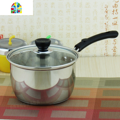 小锅加厚汤锅不锈钢家用小奶锅双耳煲汤煮面条辅食燃气电磁炉 FENGHOU 18cm韩式双耳汤锅(复合底)