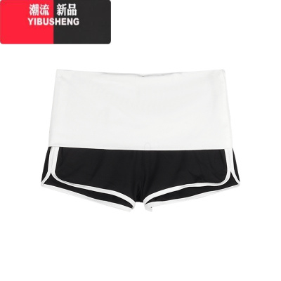 YIBUSHENG撞色弹力休闲短裤女季紧身低腰直筒裤子辣妹打底裤运动a字热裤