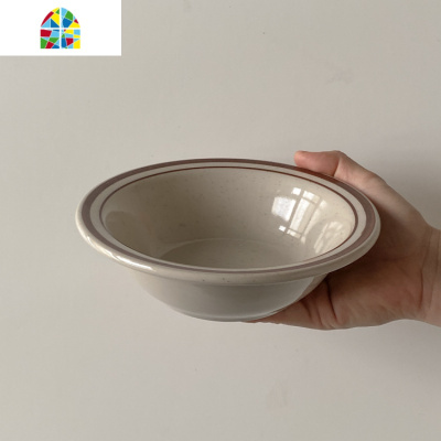 森曼集 复古棕色线条酸奶燕麦碗360ml陶瓷沙拉意粉盘简餐牛排盘 FENGHOU 200ml杯碟(一杯一托)