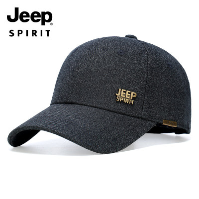 JEEP SPIRIT帽子男秋冬加厚棒球帽春秋鸭舌帽